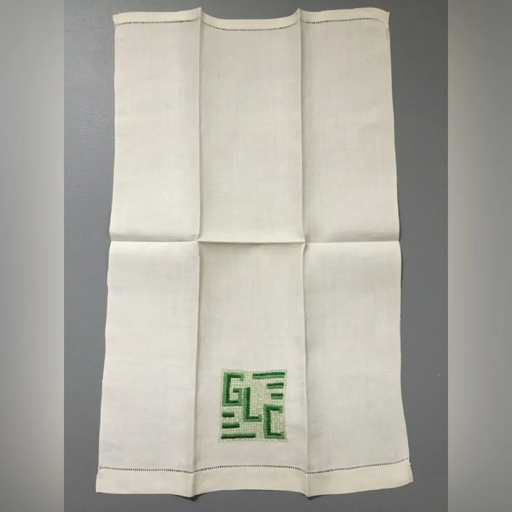5 Vintage Springtime Embroidered Linen Hand Towels